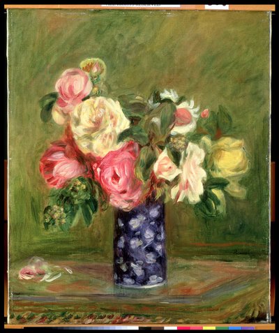 Roses dans un vase bleu - Pierre Auguste Renoir