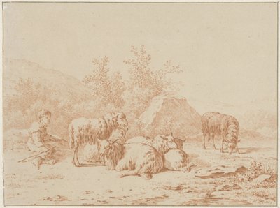 Paysage avec berger et son troupeau - Pieter de Goeje