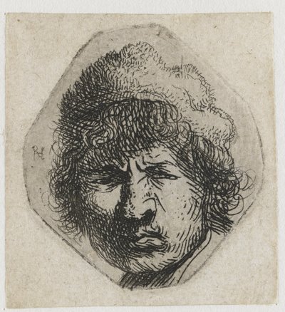 Autoportrait en fronçant les sourcils - Rembrandt van Rijn