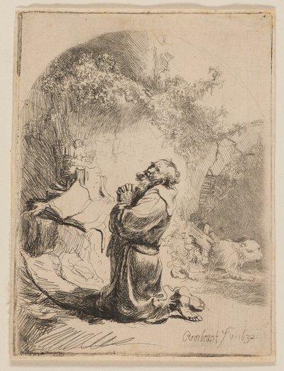 Saint Jérôme priant - Rembrandt van Rijn