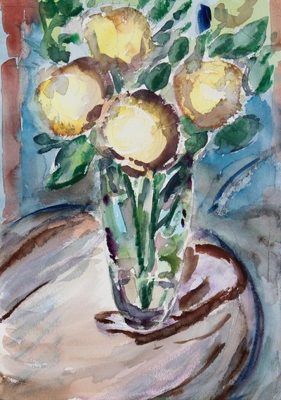 Fleurs sur table de bout, 2020 - Richard Fox