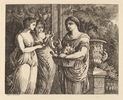 Vendeur de figurines avec deux filles, 1770 - Salomon Gessner