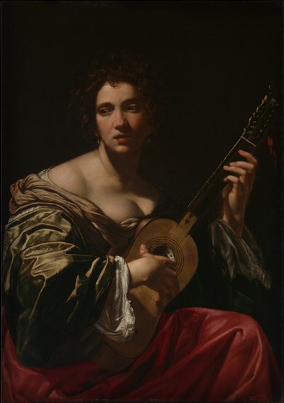 Femme jouant de la guitare - Simon Vouet