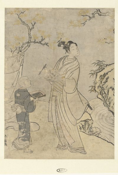 Écrivant un poème - Suzuki Harunobu