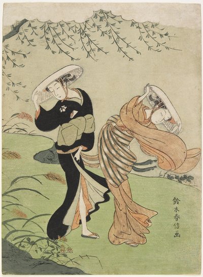 Deux femmes dans un vent fort, vers 1767 - Suzuki Harunobu