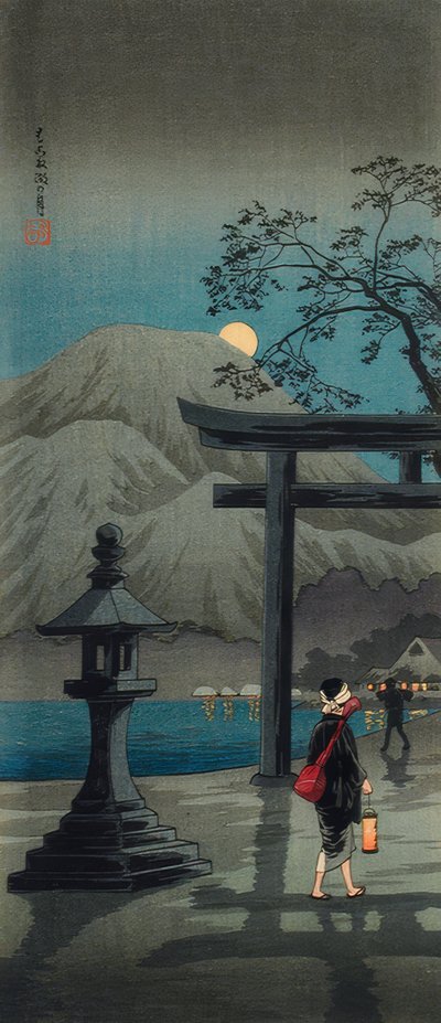 Lac Hakone au clair de lune - Takahashi Hiroaki