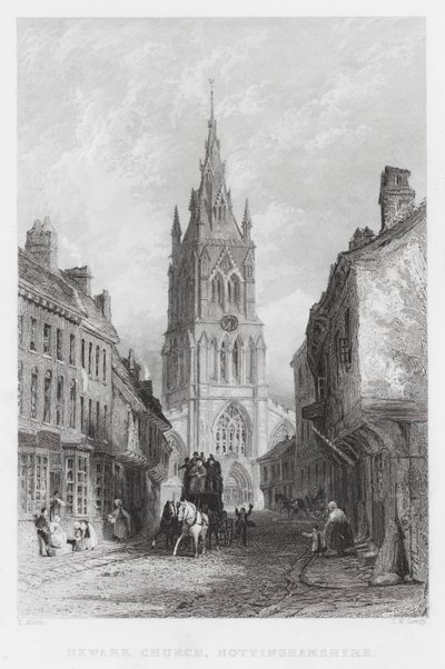 Église de Newark, Nottinghamshire (gravure) - Thomas (after) Allom