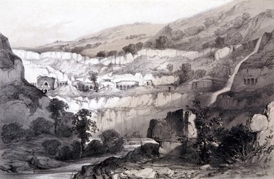 Vue des grottes, Ajunta, Inde, 1844 - Thomas Colman Dibdin