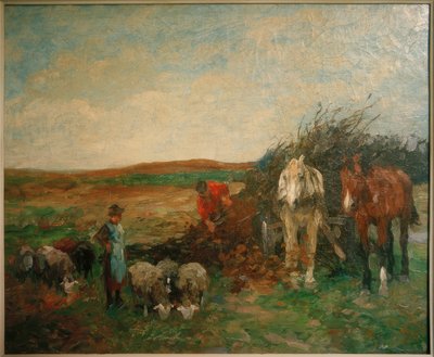 Charrette de fagots et moutons - Thomas Ludwig Herbst