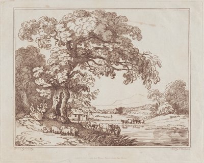 Scène pastorale au bord de la rivière - Thomas Rowlandson