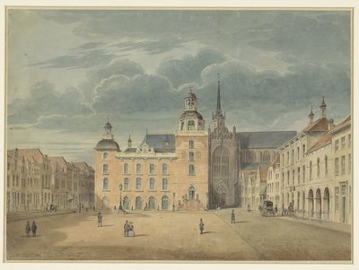 Hôtel de ville et église à Goes (Zélande) - Théophile Schuler (possibly)