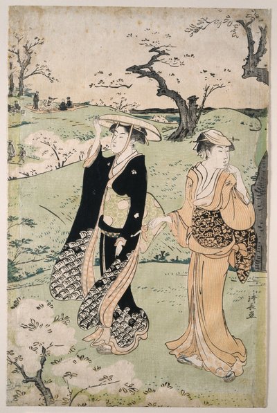 Observation des cerisiers en fleurs au mont Asuka - Torii Kiyonaga