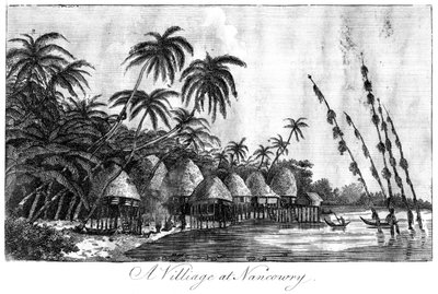 Un village à Nancowry, îles Nicobar, 1799 - Unbekannt