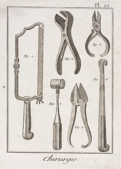 Équipement, scie chirurgicale et autres instruments de l