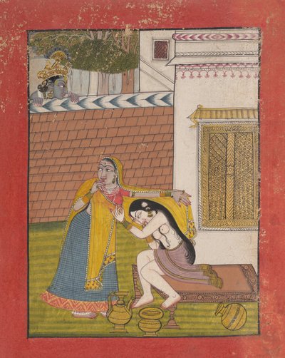 Krishna espionnant Radha, vers 1780-90 - Unbekannt