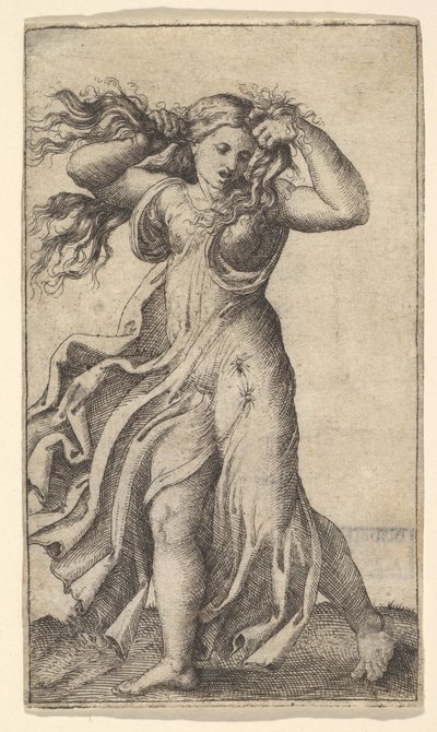 Femme tirant ses cheveux, vers 1515 - Unbekannt