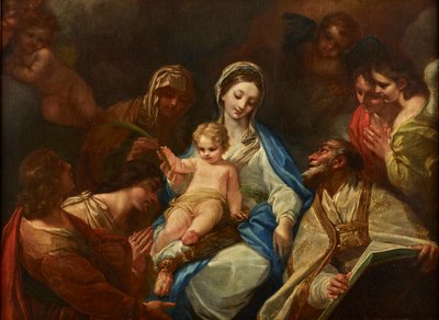 Madone avec enfant, saints et anges - Unbekannter Künstler