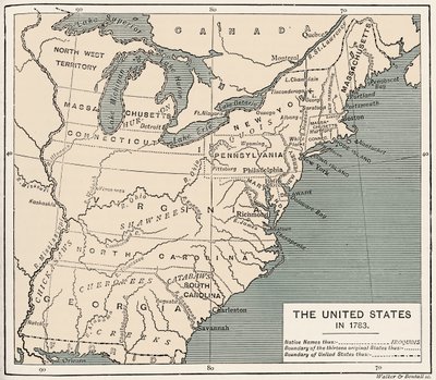 Carte des États-Unis post-indépendance - Unbekannter Künstler