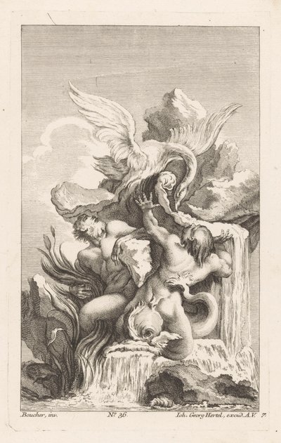 Fontaine avec cygne et hommes, Diverses Fontaines (titre de la série) - Unknown