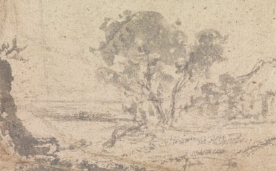 Croquis de paysage avec un arbre - Unknown artist