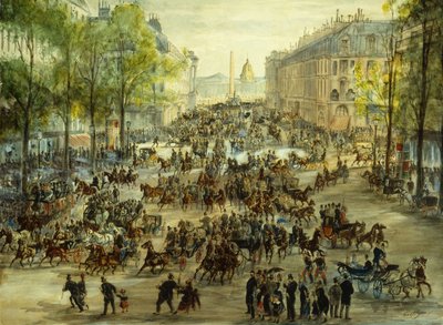 Un boulevard animé, 1877 - Victor Geruzez