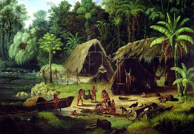 Village caribéen, Guyane britannique, 1836 - W.S. Hedges