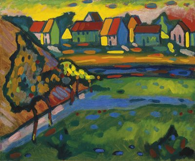 Village bavarois avec un champ, c. 1908 - Wassily Kandinsky