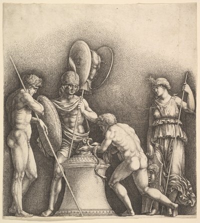 Quatre figures classiques sacrifice païen, 1638 - Wenceslaus Hollar