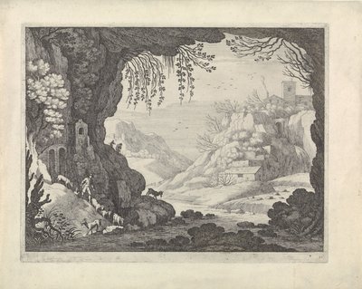 Vue sur le paysage depuis une grotte - Willem van Nieulandt (II)