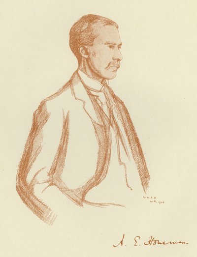 A E Housman, portrait - William (after) Rothenstein