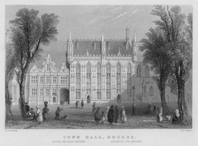 Hôtel de Ville, Bruges (gravure) - William Henry Bartlett