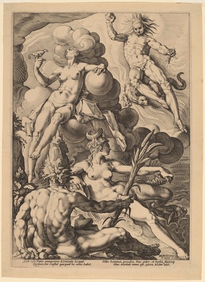 Les Quatre Éléments - attributed to Jacob Matham, after Hendrick Goltzius