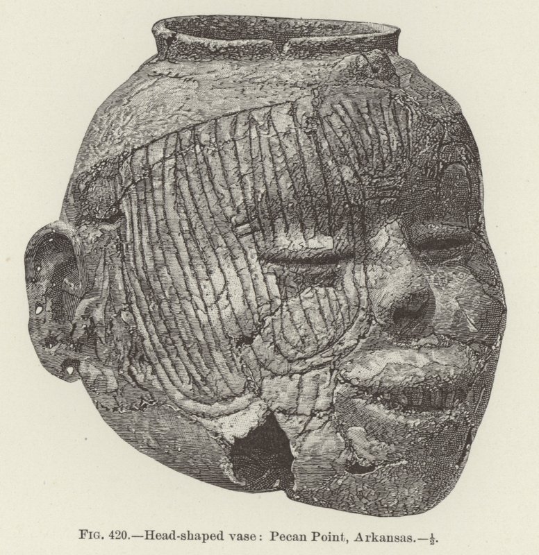 Vase en forme de tête : Pecan Point, Arkansas - (after) American School