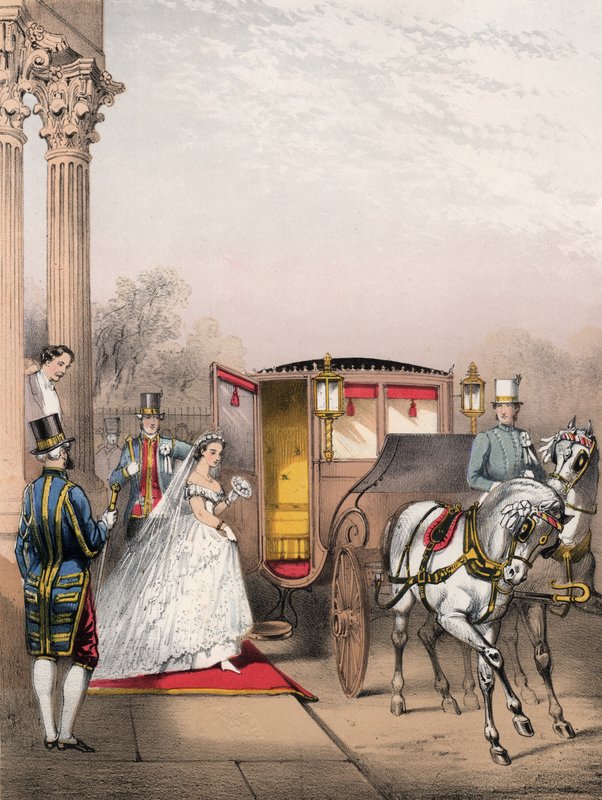Mariée entrant dans une calèche - English School