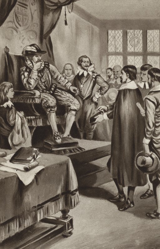 Le roi Jacques VI menace les puritains de les faire se conformer à l