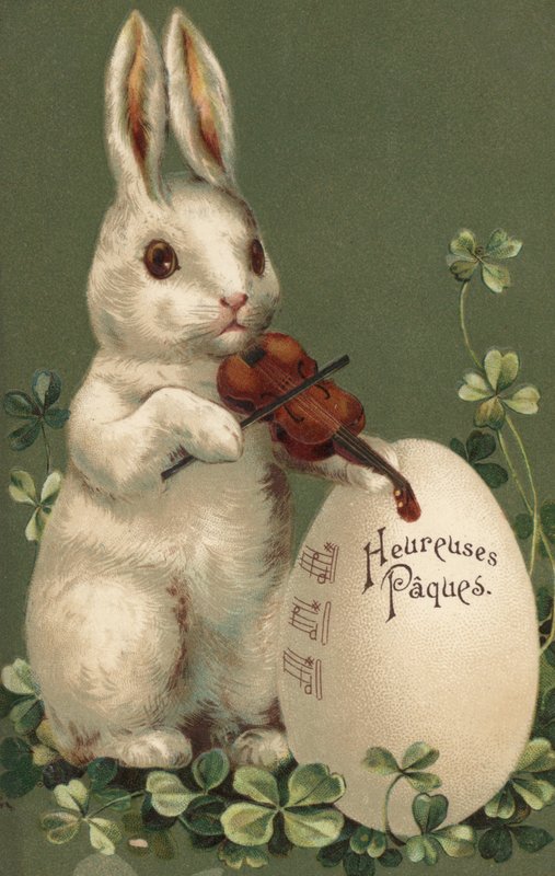Carte de Pâques avec un lapin - French School