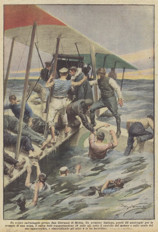 Un sauvetage héroïque près de San Giovanni di Medua - Achille Beltrame