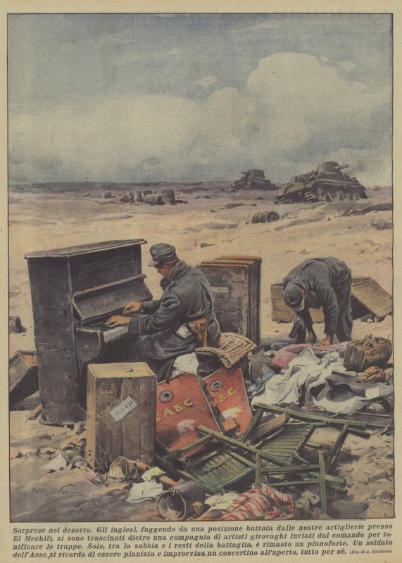 Surprises dans le désert (lithographie en couleur) - Achille Beltrame