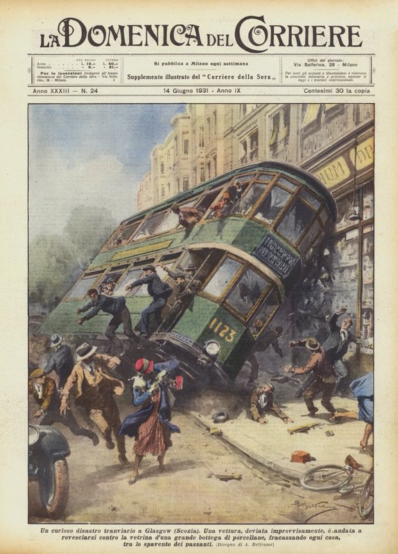 Un curieux accident de tramway à Glasgow (Écosse) - Achille Beltrame