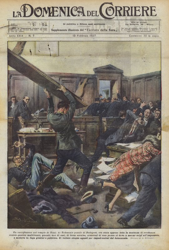 Un énergumène dans le temple de Thémis - Achille Beltrame