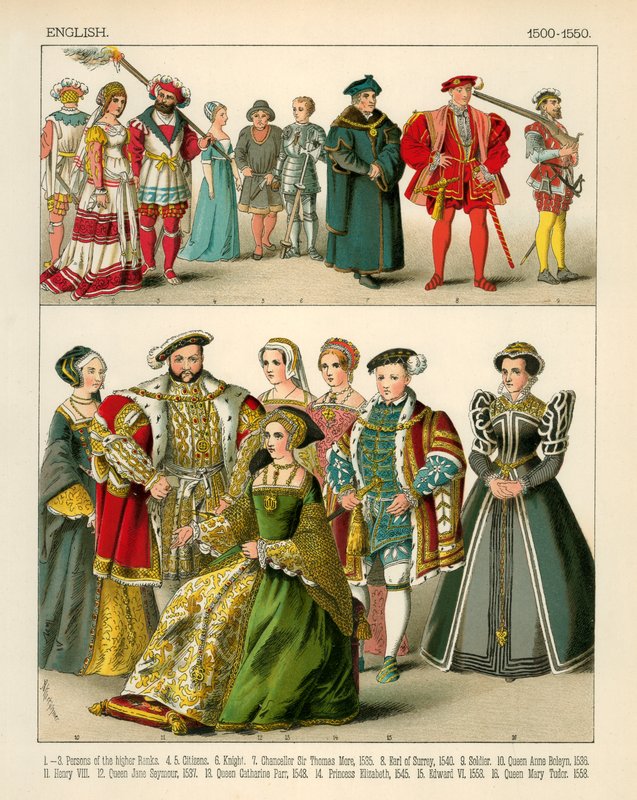 Costume anglais 1500-1550 - Albert Kretschmer