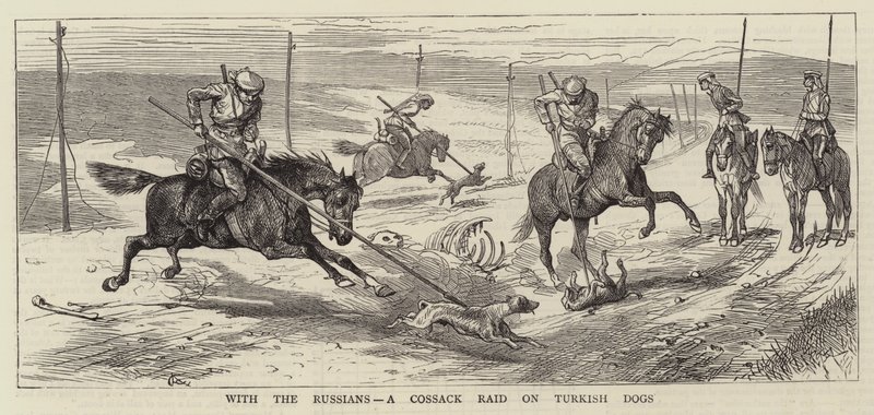 Avec les Russes, un raid cosaque sur des chiens turcs - Alfred Chantrey Corbould