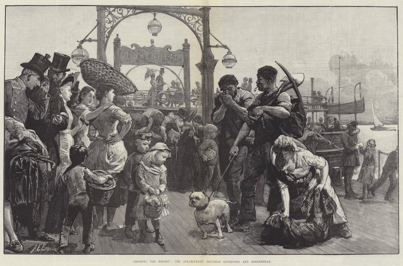 Traversée de la Mersey, le ferry à vapeur entre Liverpool et Birkenhead - Alfred Edward Emslie