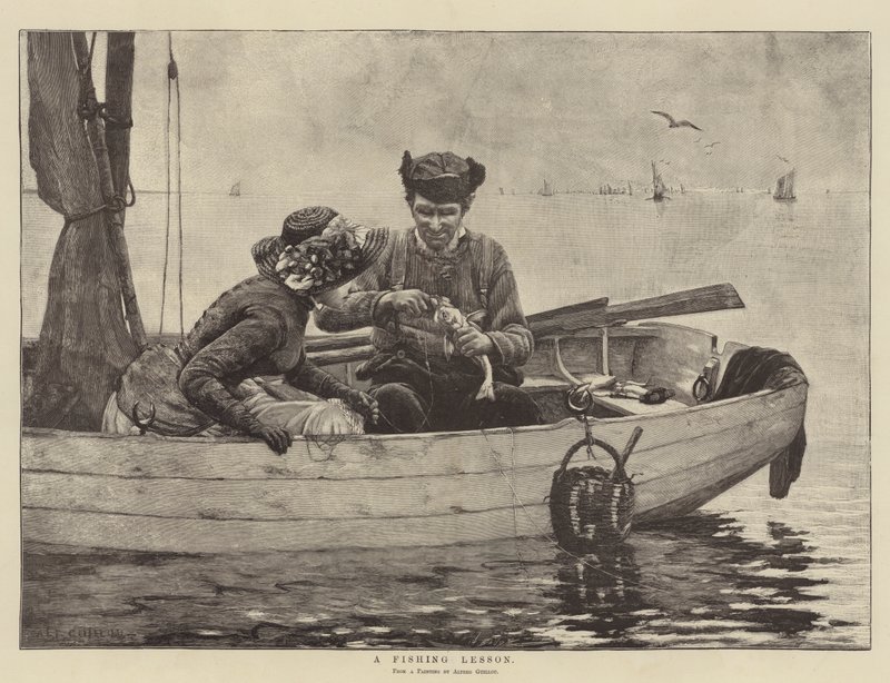 Une leçon de pêche - Alfred Guillou