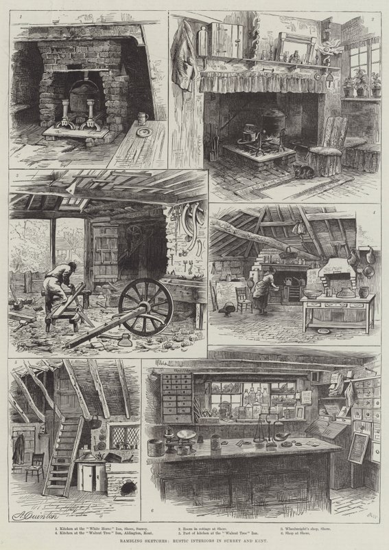 Croquis en promenade, intérieurs rustiques dans le Surrey et le Kent - Alfred Robert Quinton