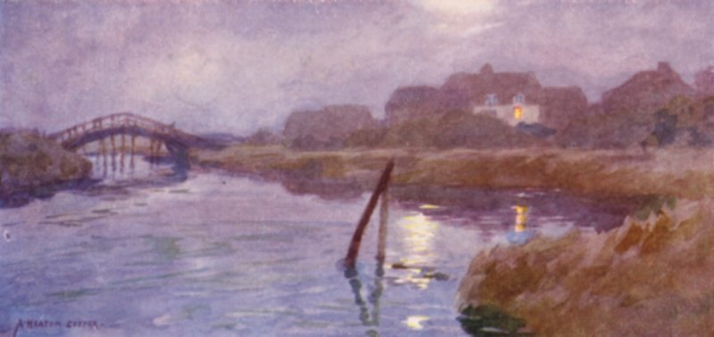 Walberswick, Suffolk, Lune et lumière de lampe - Alfred Heaton Cooper