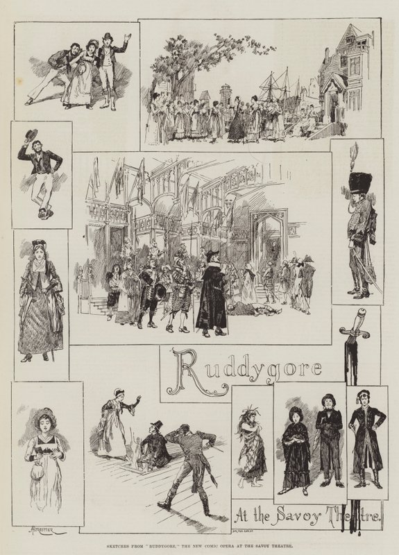 Croquis de Ruddygore, la Nouvelle Opéra Comique au Théâtre Savoy - Amedee Forestier