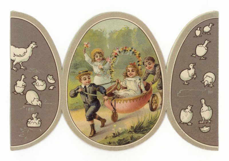 Enfants jouant dans un chariot à œufs - American School