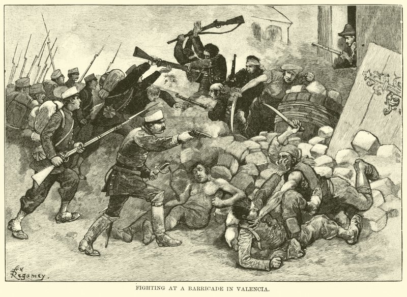 Combat à une barricade à Valence - American School