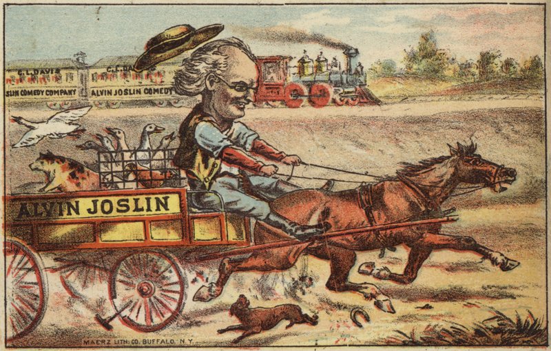 Cheval et charrette poursuivant un train - American School
